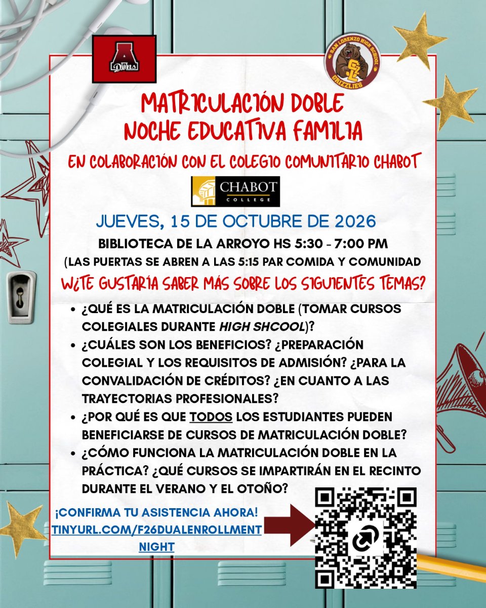 Poster for Dual Enrollment Family Night in Spanish